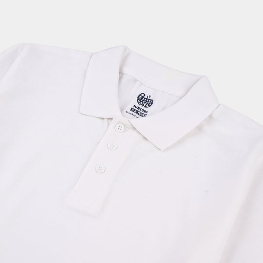 Boys Cotton PK Polo (Basic) – White
