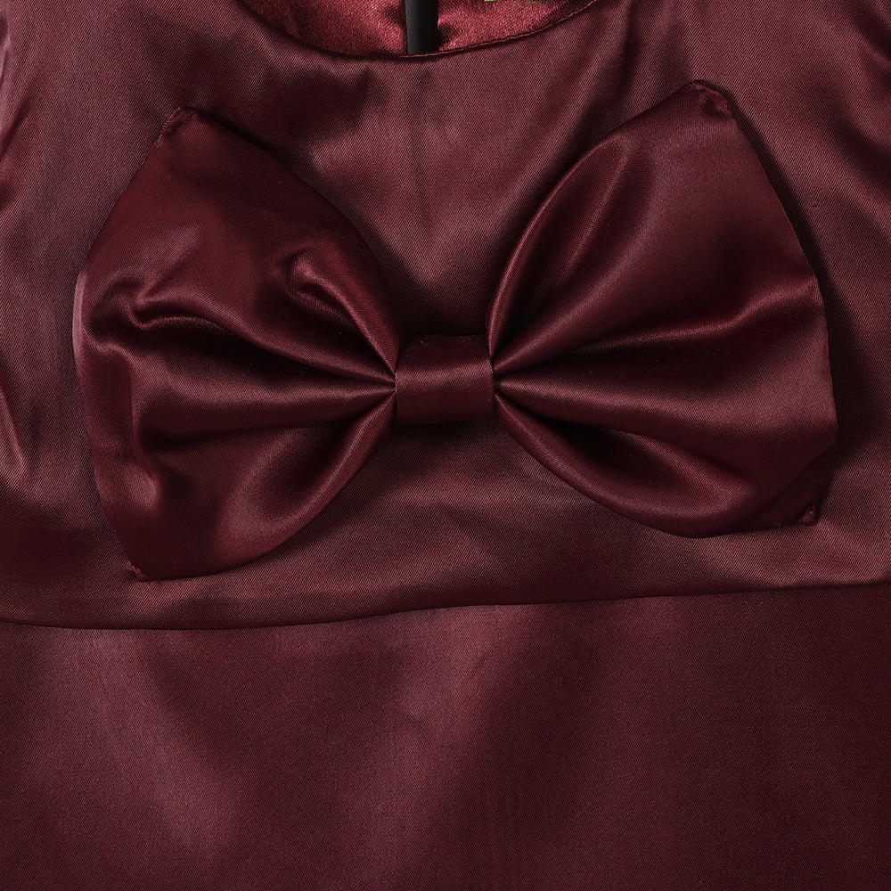 Infant Girls Poly Satin Fancy Frock-Star Princess-MAROON