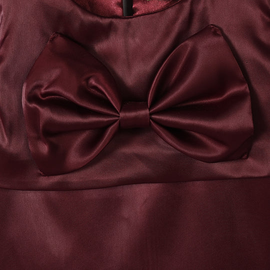 Infant Girls Poly Satin Fancy Frock-Star Princess-MAROON