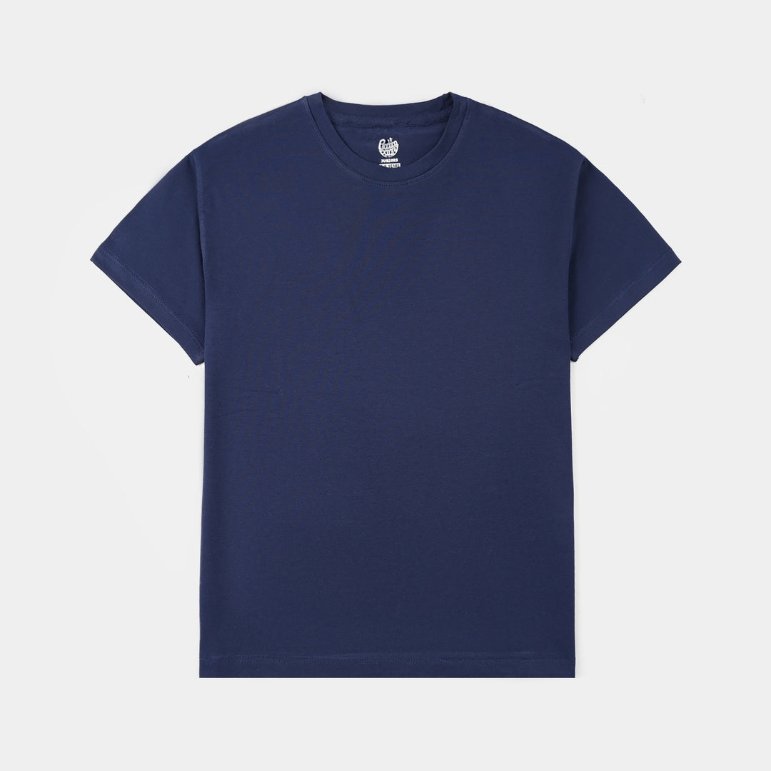 Boys Lycra Jersey Basic T-Shirt – Navy Blue