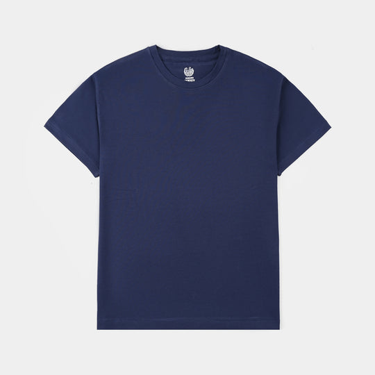 Boys Lycra Jersey Basic T-Shirt – Navy Blue