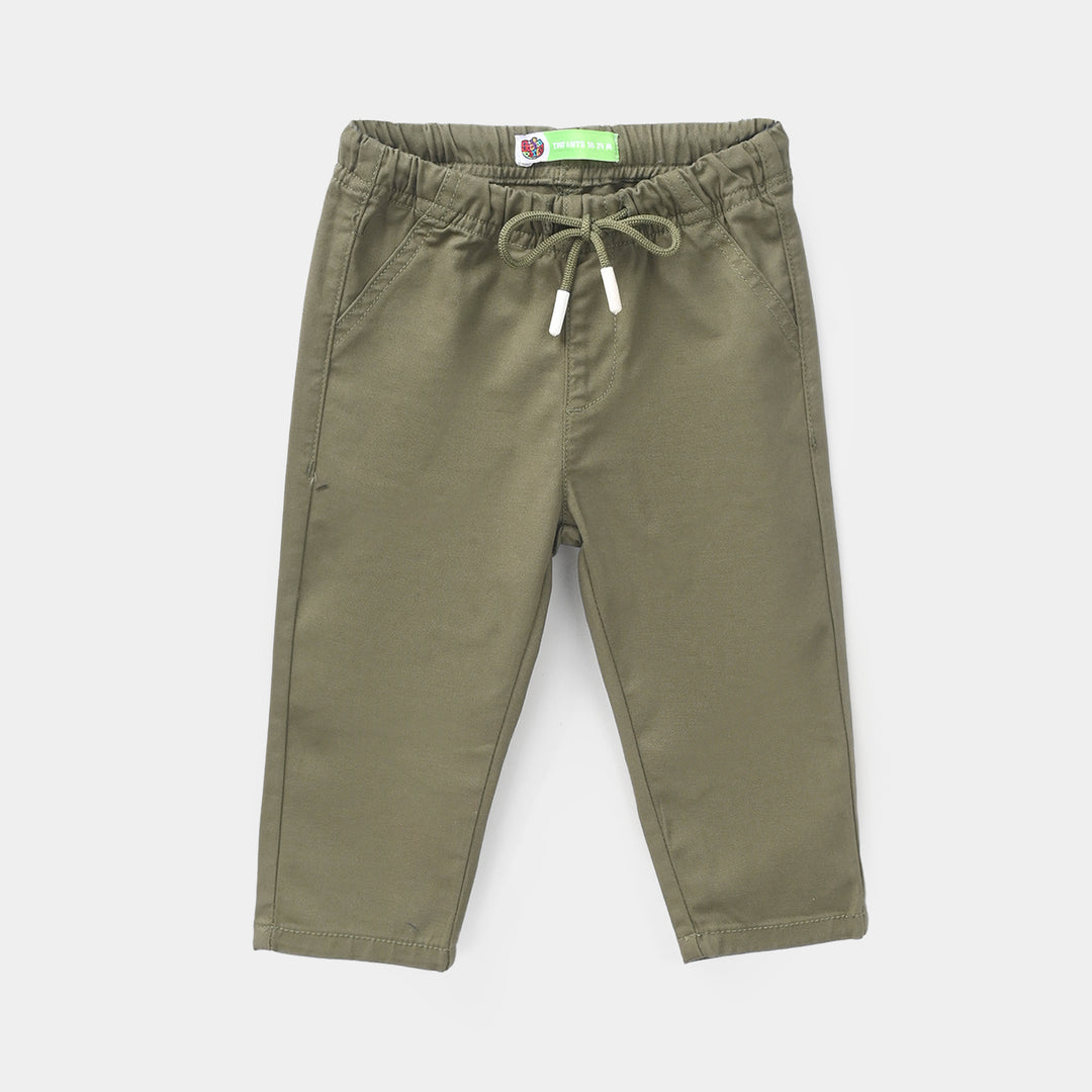 Infant Boys Cotton Twill Pants Comics - Olive