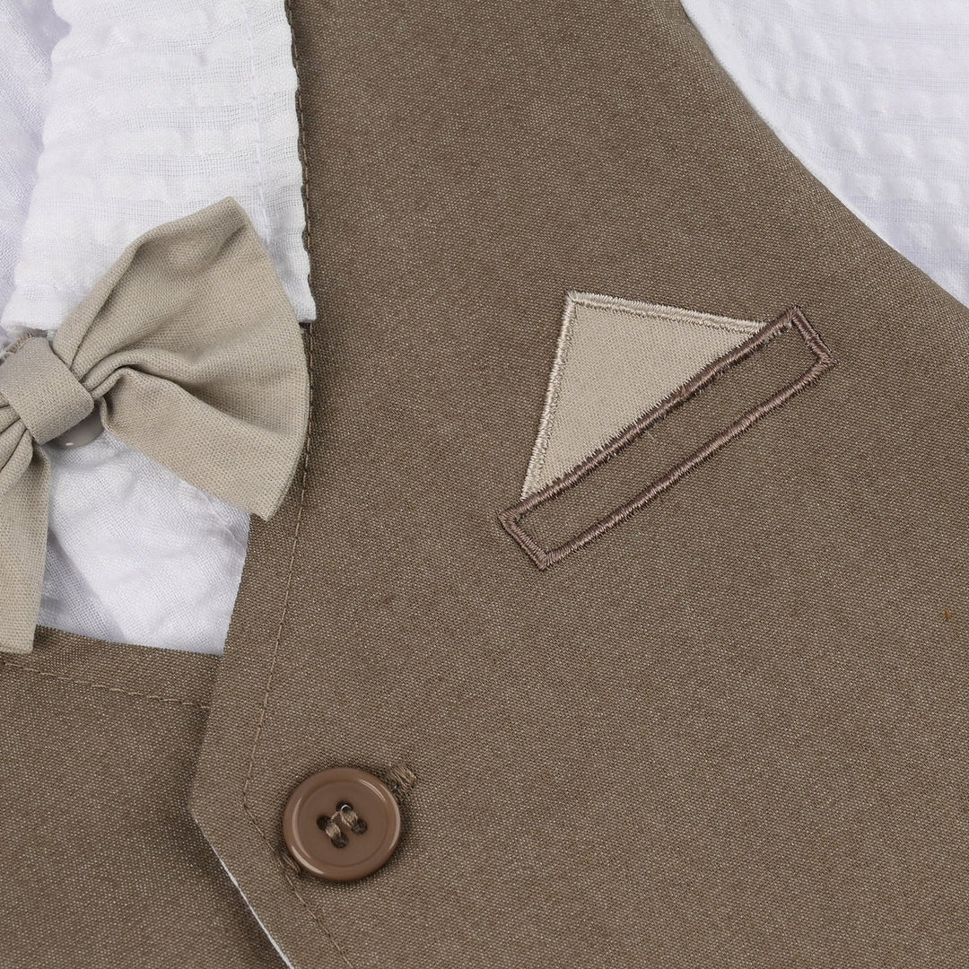Infant Boys Jersey/Terry Romper - Beige