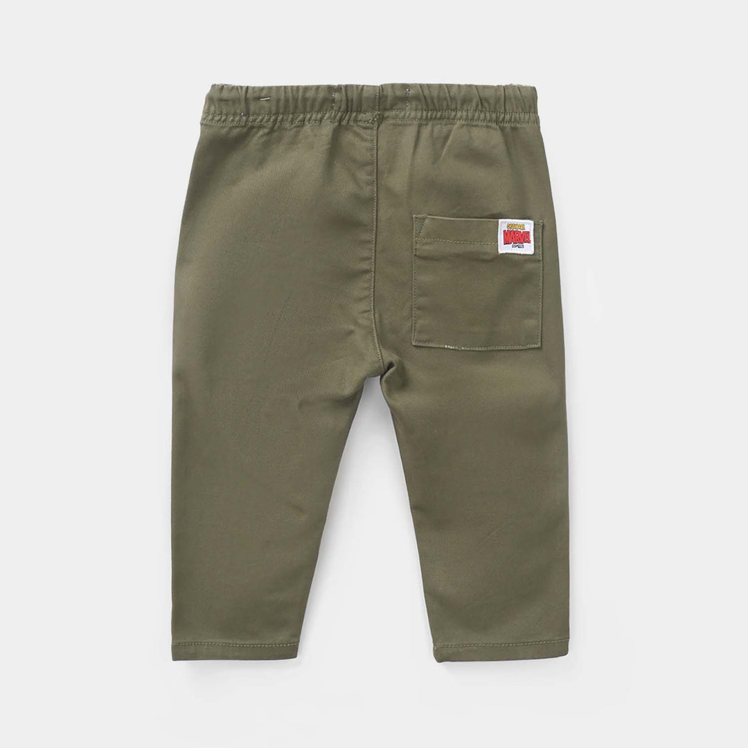 Infant Boys Cotton Twill Pants Comics - Olive