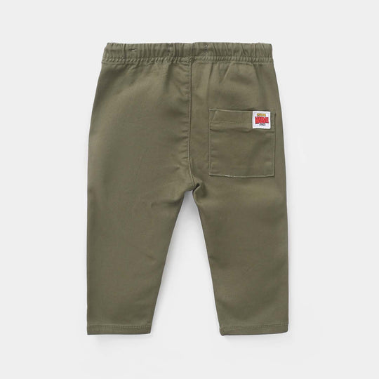 Infant Boys Cotton Twill Pants Comics - Olive