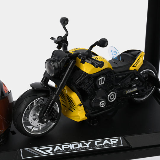 Alloy Motorcycle Metal Pullback Bike & Garage Toy for Kids