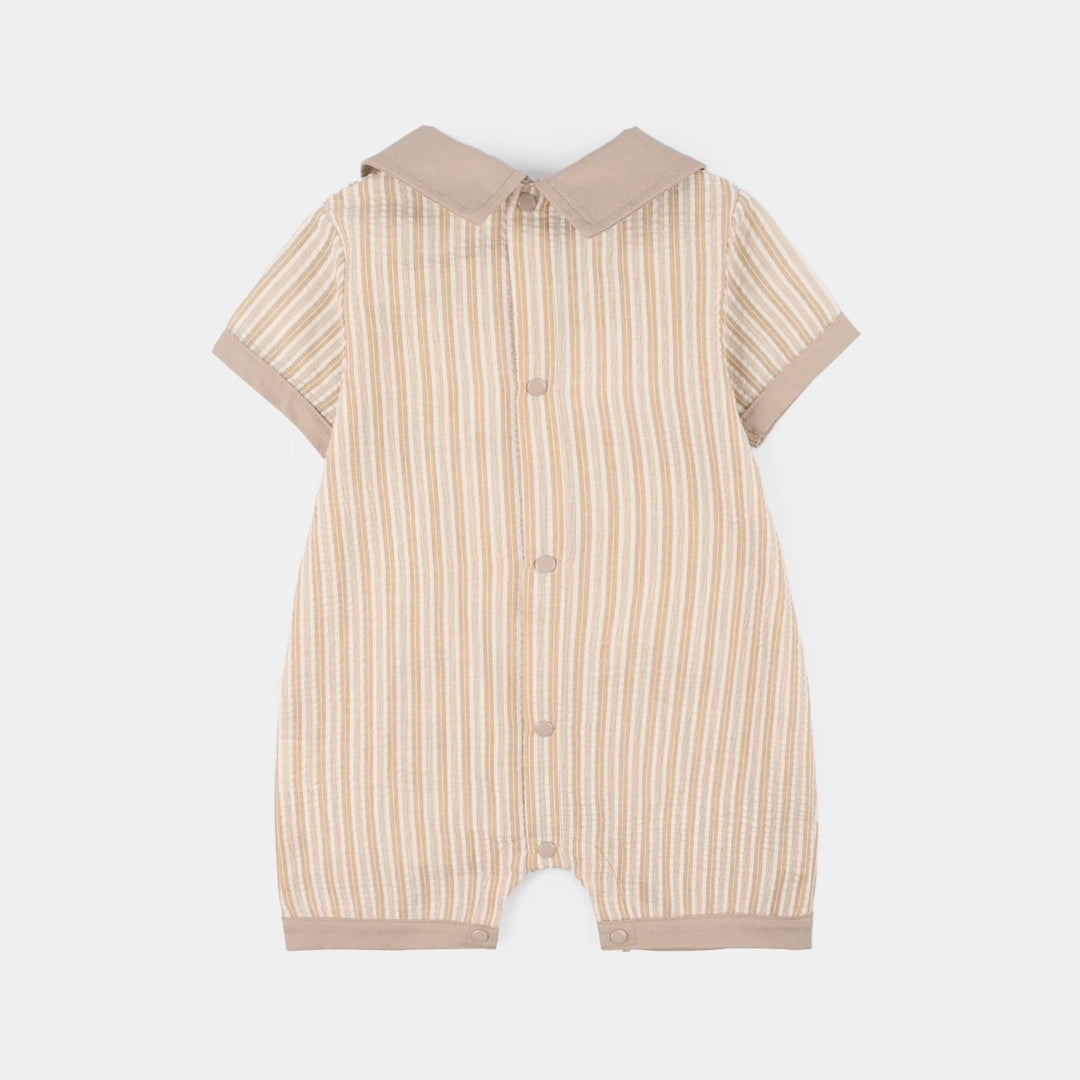 Infant Boys Jersey/Terry Romper - Beige