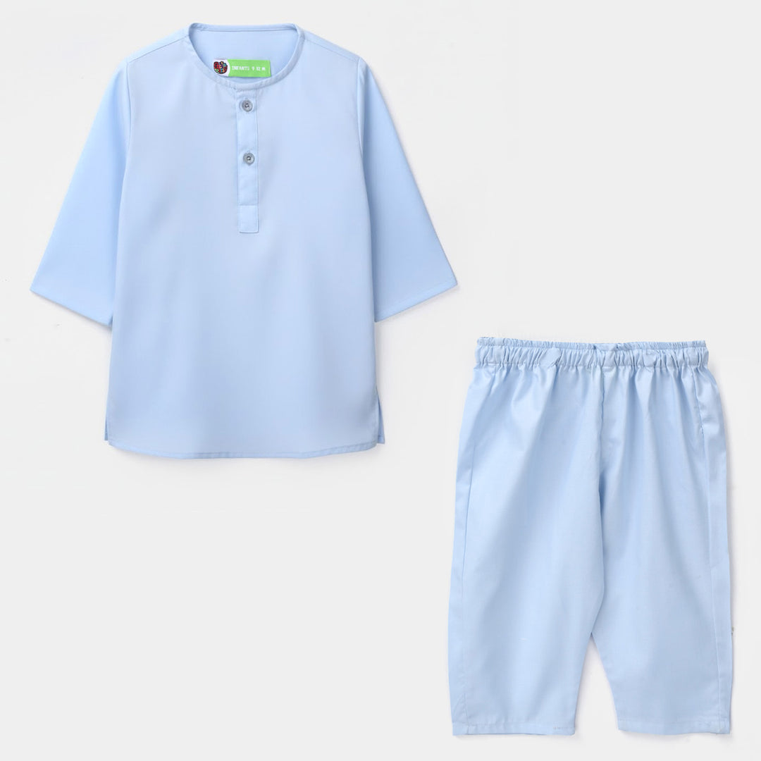 Infant Boys Poly Viscose Kurta Pajama - Light Blue