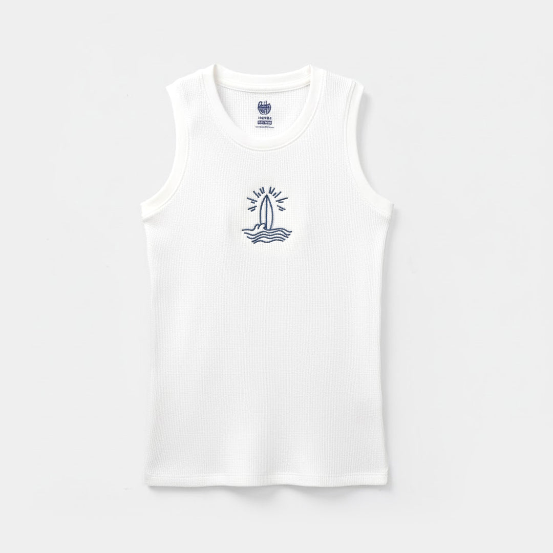 Boys Thermal Sando Waves - Off White