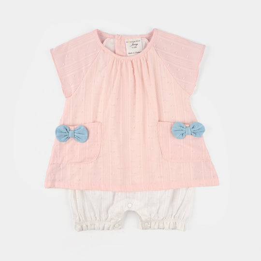 Infant Girls Jersey/Terry Romper - Pink