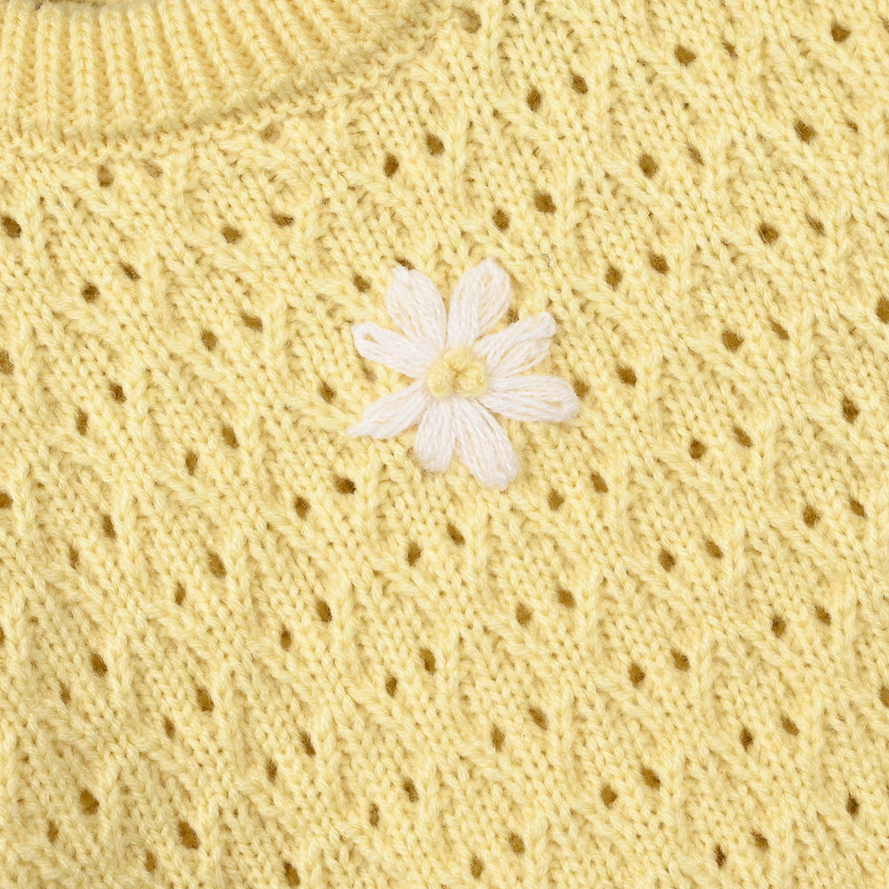 Infant Girls Acrylic Sweater - Magnolia - Lemon