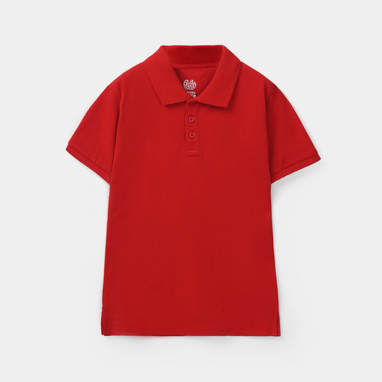Boys Cotton PK Polo Basic - Red
