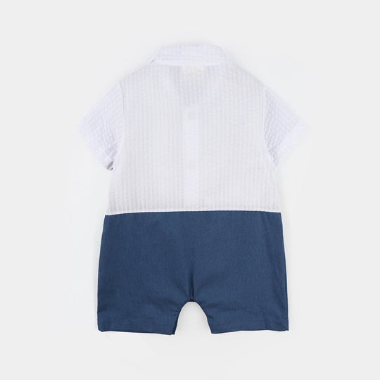 Infant Boys Jersey/Terry Romper - Navy