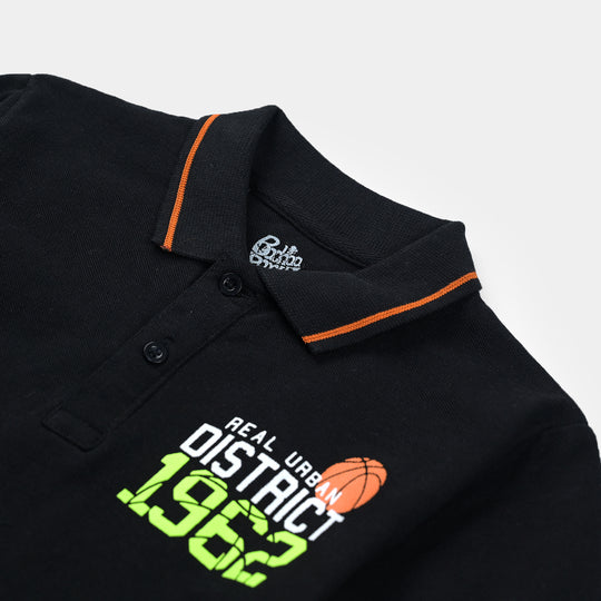 Boys Jumbo Pique Polo Urban District - Jet Black