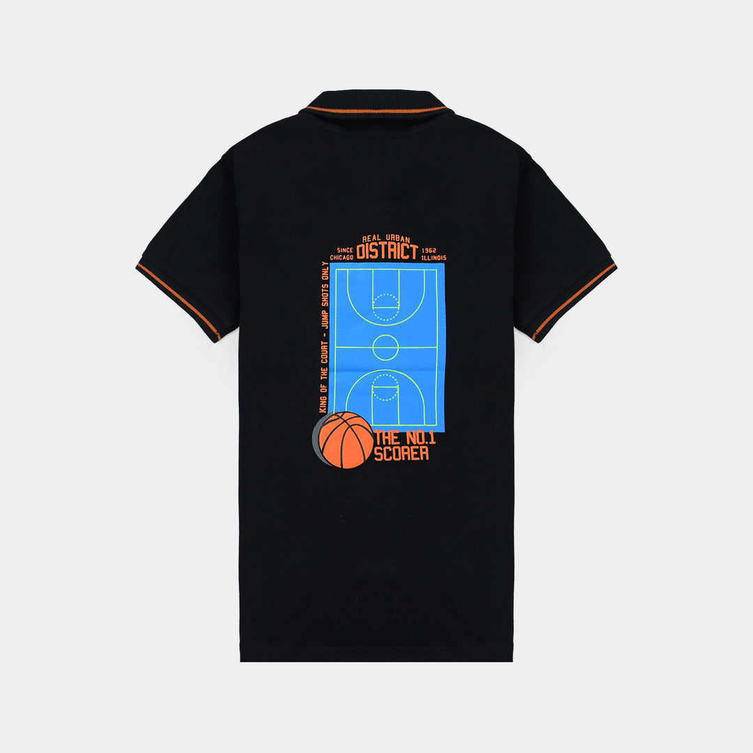 Boys Jumbo Pique Polo Urban District - Jet Black