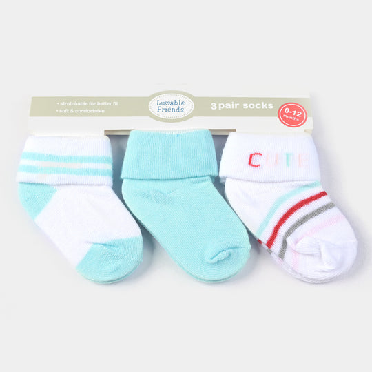 INFANT BABY 3 PAIR SOCKS | 0-12M