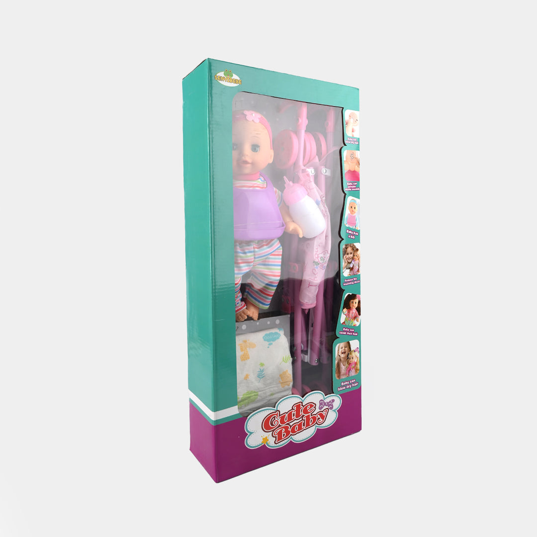 Baby Doll with Stroller & Feeder with Sound