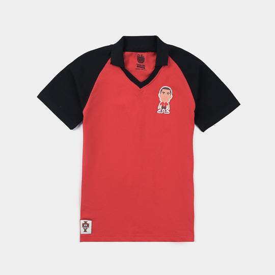Boys Jumbo Pique Raglan Polo - Red/Black