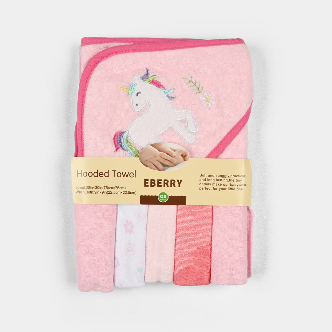 Baby Hooded Bath Towel + 5 PCs Face Towel