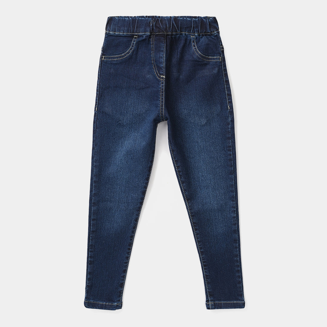 Girls Denim Stretch Jegging (Basic) - Dark Blue