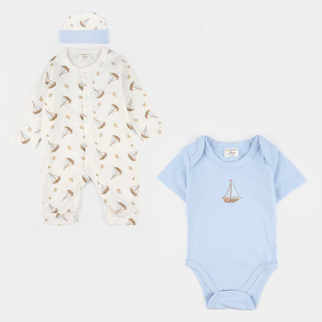 Infant Boys Jersey/Terry 3Pc Gift Set 287-055-BLUE