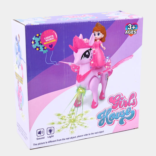 Cute Princess on Walking Pony with Light and Music