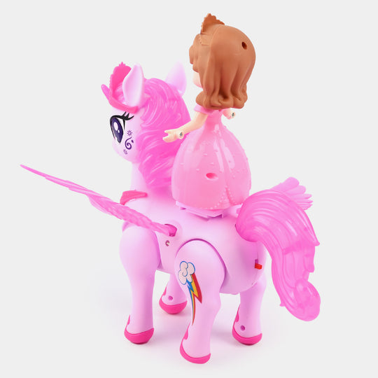 Cute Princess on Walking Pony with Light and Music