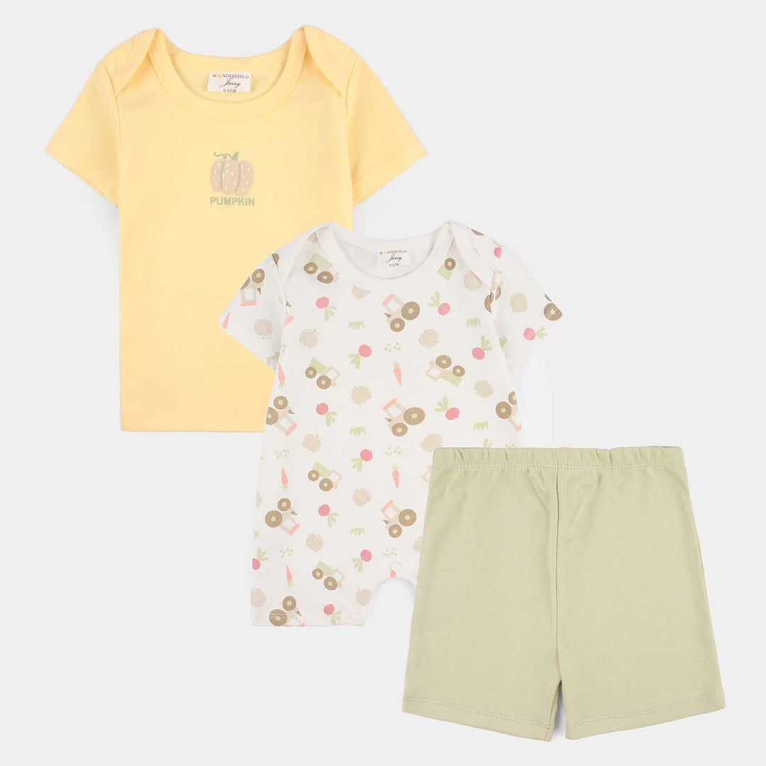 Infant Boys Jersey/Terry 3-Pc Suit - Yellow