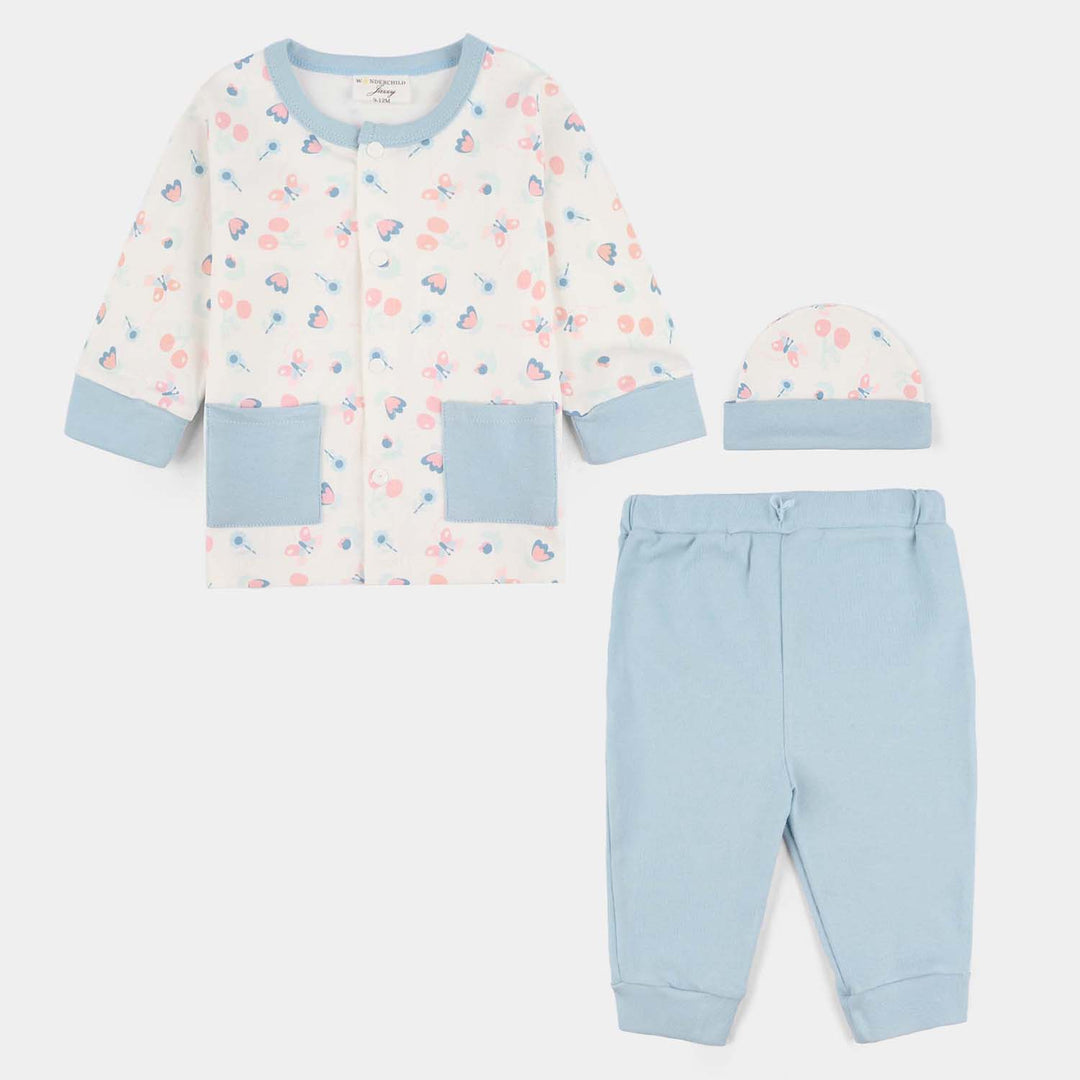 Infant Girls Jersey/Terry 3Pc Gift Set - Blue