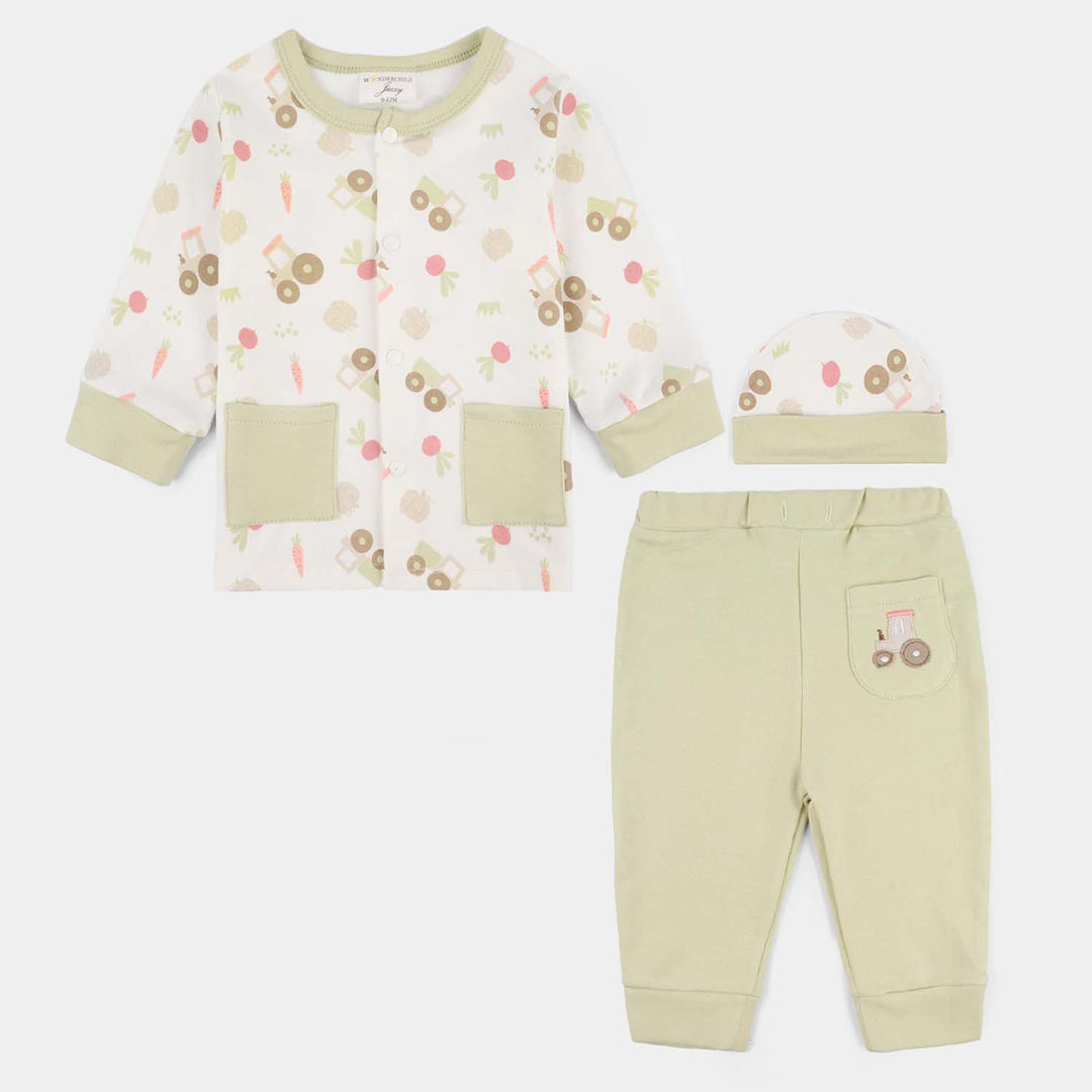 Infant Boys Jersey/Terry 3-Pc Gift Set - White