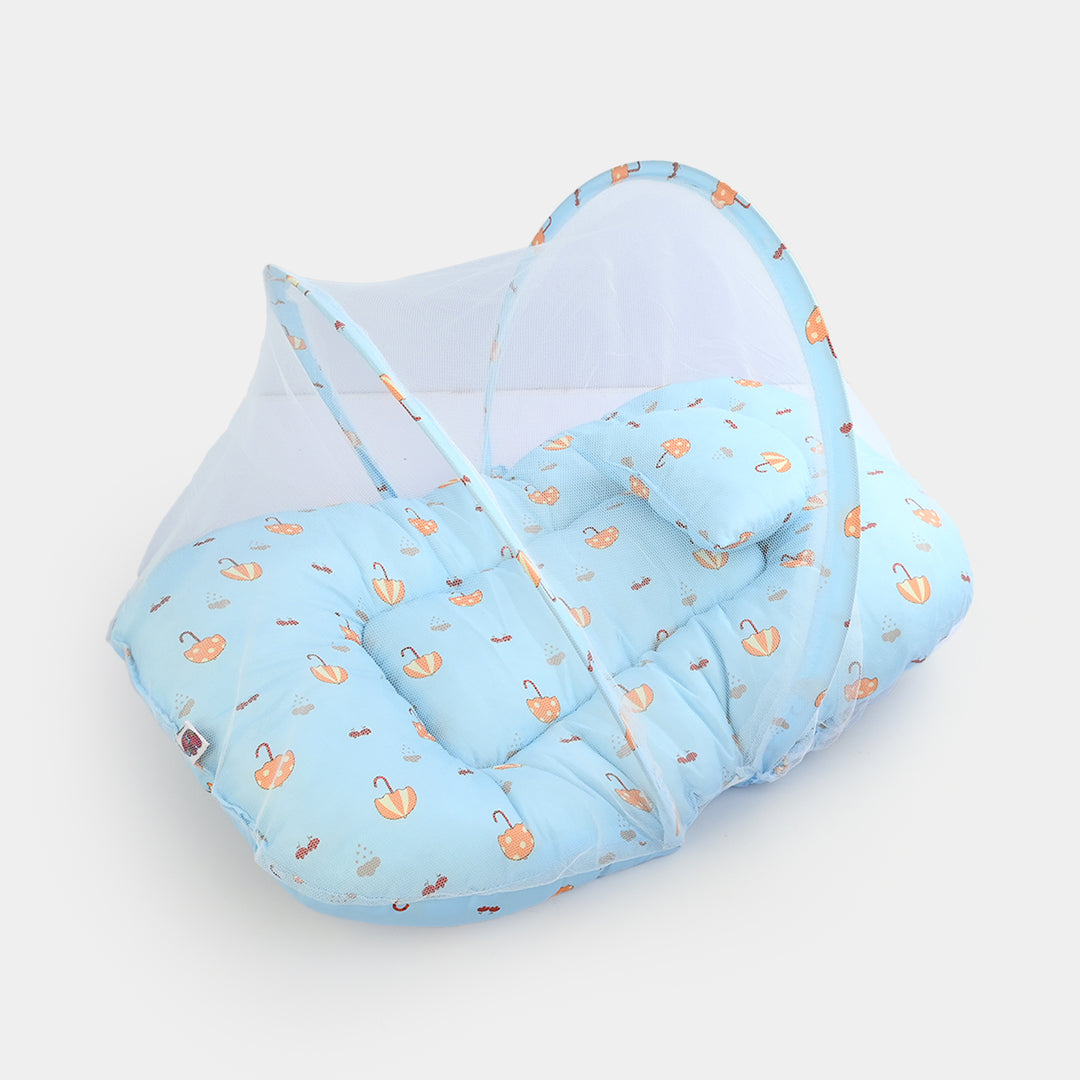 Infant Umbrella Bed (With Mosquito Net) - White/Blue
