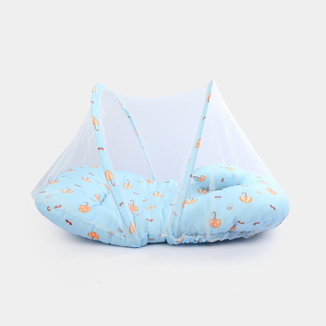 Infant Umbrella Bed (With Mosquito Net) - White/Blue