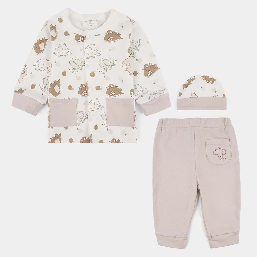 Infant Boys Jersey/Terry 3Pc Gift Set - White