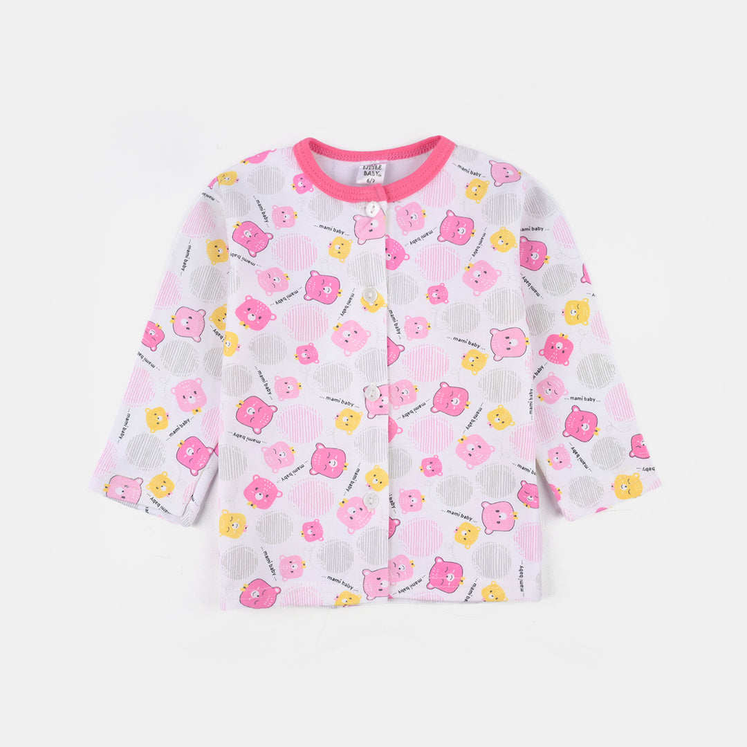 Infant Girls Cotton Jersey Night Suit - Pink