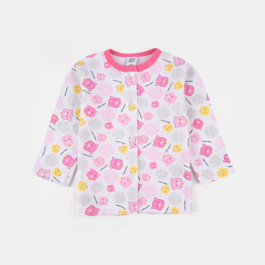 Infant Girls Cotton Jersey Night Suit - Pink
