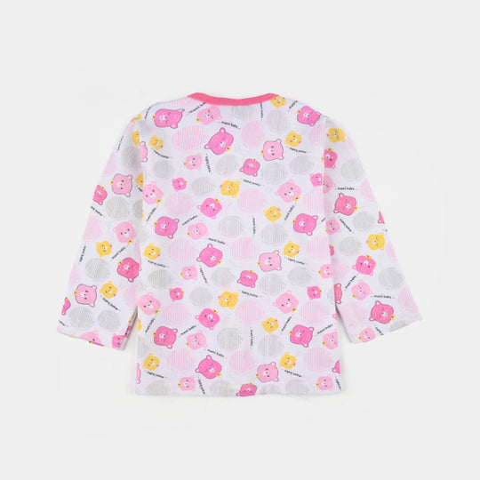 Infant Girls Cotton Jersey Night Suit - Pink