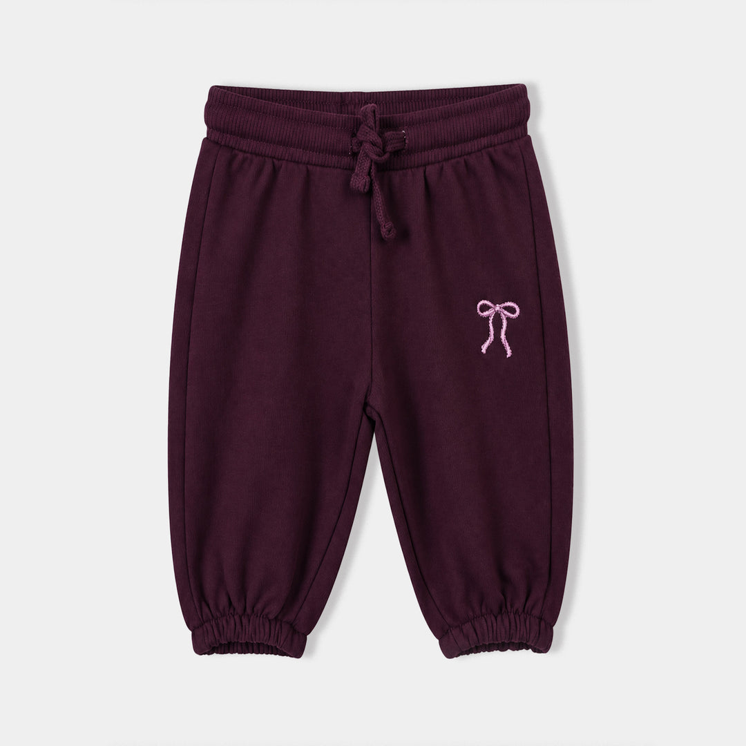 Infant Girls Cotton Terry Pyjama Bow-Purple