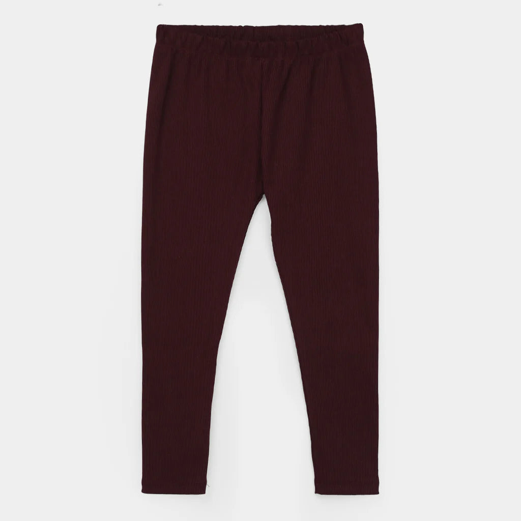 Girls 2x1 Rib Tights – Maroon