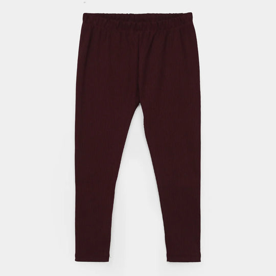 Girls 2x1 Rib Tights – Maroon