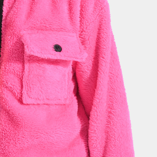 Girls Sherpa Jacket 2 Tone-Orange/Pink