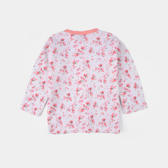 Infant Girls Cotton Jersey Night Suit - Pink