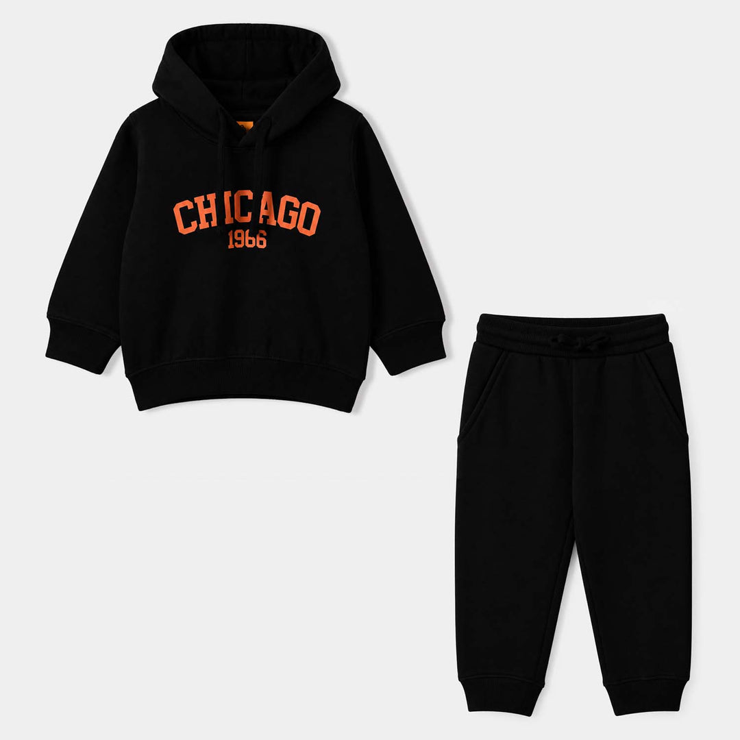 Boys Fleece 2 Piece Suit Chicago-BLACK