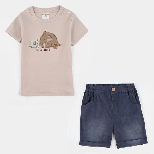 Infant Boys Jersey/Terry 2Pc Suit - Beige