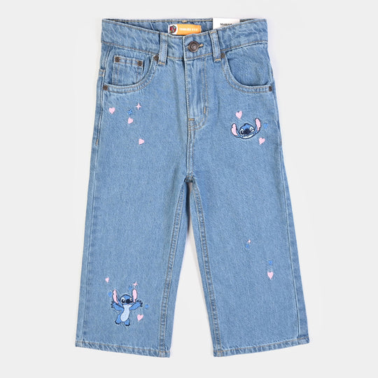 Girls Denim Rigid Pant Stitch - Dark Blue