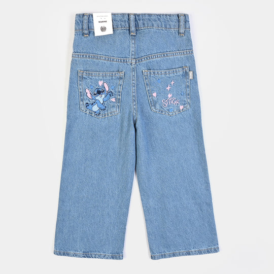 Girls Denim Rigid Pant Stitch - Dark Blue