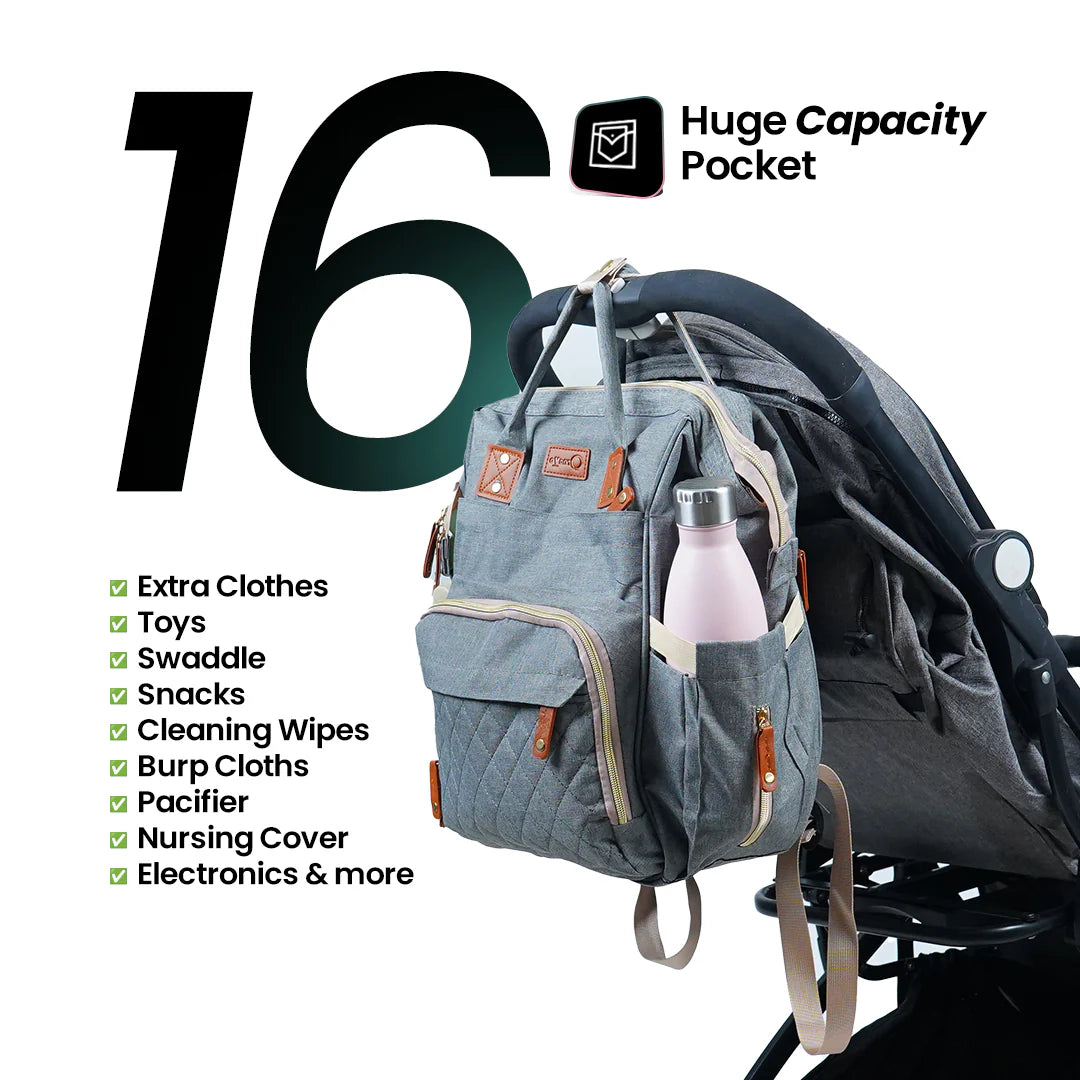 ORNAVO DIAPER BAG SMOOTH GREY