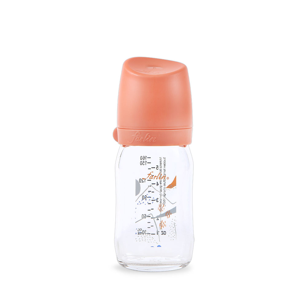 Farlin Wide Neck Glass Feeder 160ml Orange