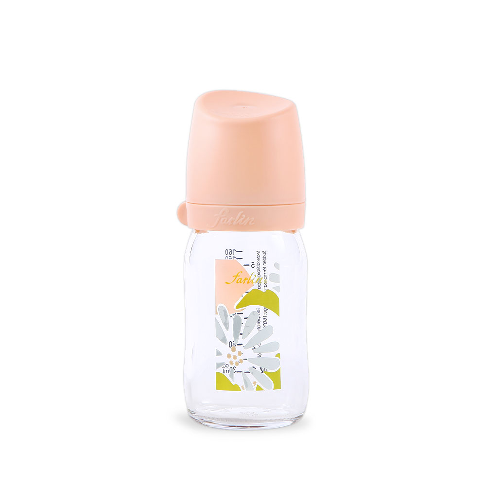 Farlin Wide Neck Glass Feeder 160ml Pink