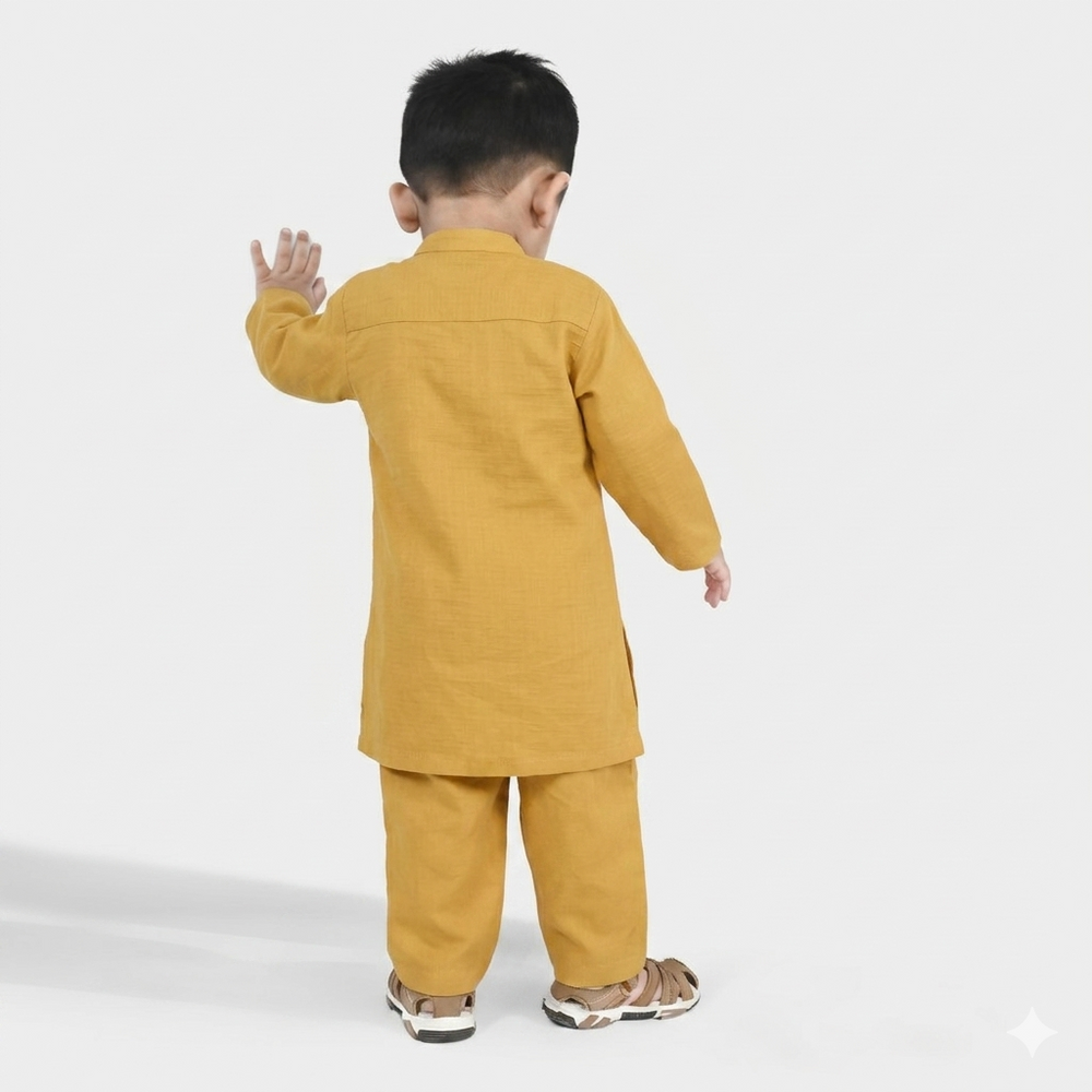 Infant Boys Kurta Pajama (Honey Mustard) - Yellow