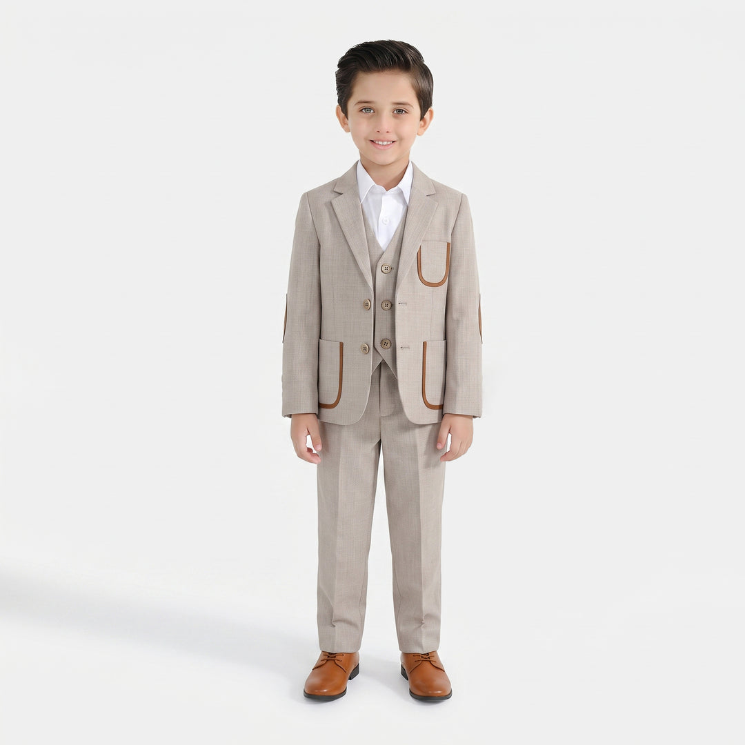 Boys Cotton, Polyester Coat Pant - BEIGE